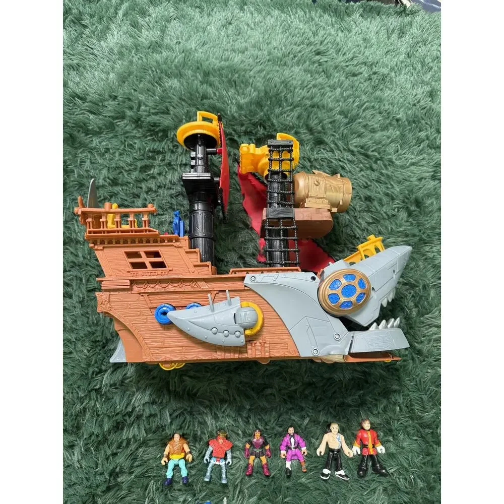 Imaginext Shark Pirate Ship Playset & 6 Action Figures Lot